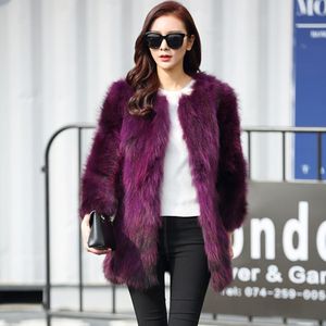 Branda de peles feminina Winter Winter Raccoon Coat Casacos naturais para mulheres Moda Furs Jackets Multicolorwomen's