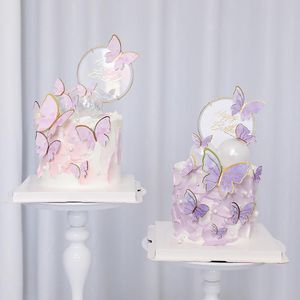 Fest levererar andra evenemang Happy Birthday Cake Toppers dekoration handgjorda målade fjärils topper för bröllop baby shower annan