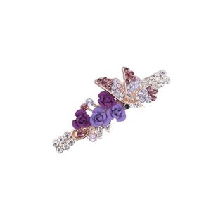 Hair Clips Barrettes Fashion Crystal Floral Hairpin Girl Ladies Hairwear Jewelry For Women Rhinestone Alloy Party Leaf Drop Deliver Otjai