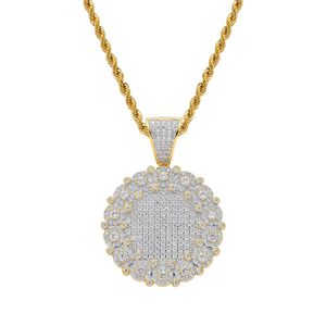 Pendant Necklaces Bling Hip Hop Sunflower Copper Micro Pave With CZ Stones Necklace Jewelry For Men And Women CN024