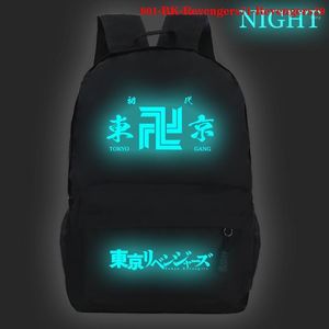 Backpack Tokyo Revengers Kids School Bagi Luminous School School plecaki dla dzieci z powrotem do Bookbag Knapsack Mochila 2023