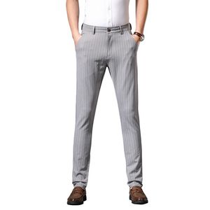 Herrdräkter blazers Autumn Bambu Fiber Casual Pants Classic Style Affär Fashion Grey Stretch Cotton Trousers Man Brand Clot