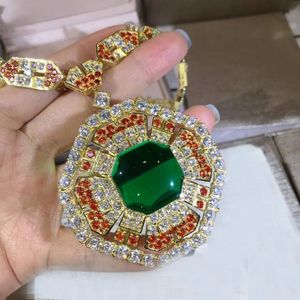 Colares pendentes de moda superior geométrica laranja zircão cúbico grande colar de pedra verde jóias de luxo para mulheres por atacado