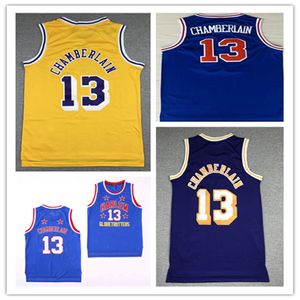 Men Movie Harlem Globetrotters Wilt Chamberlain Retro Basketball Jerseys Team Blue Gold Purple Stitched Uniforms Size S-XXXL