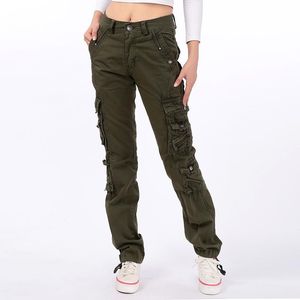 Spodnie damskie Capris Spring Multi Pocket Cargo Women Wspinaczka na świeżym powietrzu Długie spodnie Kobietowe wojsko proste panie solidwomen ”