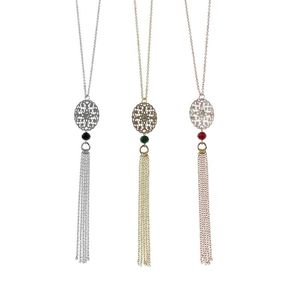 Pendant Necklaces High Profile Fashion Personality Hollow Out Disc Long Fringe Sweater Necklace Women's Retro Geometric Crystal