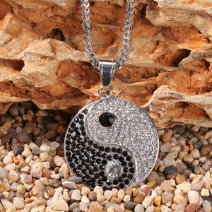 Pendant Necklaces Hip Hop Chinese Mystical Yin Yang Necklace Stainless Steel Zircon Bagua For Men Women Fashion Jewelry NecklacePendant Godl