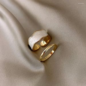 Cluster Rings South Korea's Selling Fashion Jewelry Simple And Generous Alloy Ring Two-piece Dripping Women's Daily Wild Open RingCl