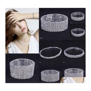 Tennis 110 Rows Shiny Crystal Bridal Bracelet Women White Rhinestone Cystl Stretch Wedding Bangle For Ladies Fashion Luxury Jewelry Otvyi