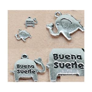 Charms Jewellery Retro Alloy Pendant Slide Two Sided Charm English Accessory Baby Elephant Bracelet Accessories Pendents 0 07My Y2 D Dhibw