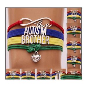 Charm armband smycken autism oändlighet älskar hjärtarmband handgjorda armband bokstäver väver rep kedja armband barn uttalande gi dhakk