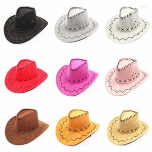 Berets Western Outdoor Beach Cowgirl Cowboy Hat Visor Panama Femmes Femmes Hommes Enfants Grands Brim Parent-Child Cap de voyage noir Whiteberets Oli