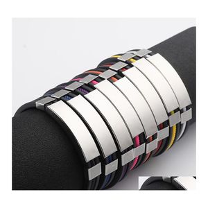 Bracelets de charme 316L Pulseira de a￧o inoxid￡vel sile para homens casal casal Black Wrap Bangle Fashion Titanium Sport Jewelry in Drop Del Otbyz