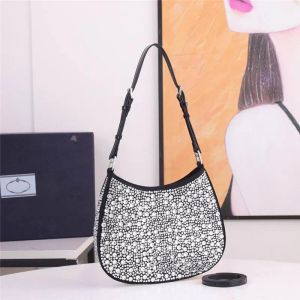 Designer Luxury Handväskor Purse Cleo Satin Bag With Crystal Empelled Satin Small Shoulder Bags 1BC169 7A Quality Black Handbag for Women