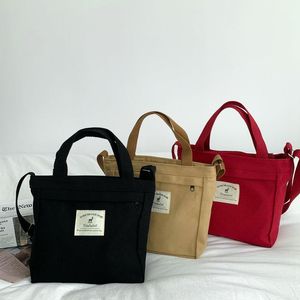 Depolama çantaları tuval çanta kadın haberci ins japon küçük kare edebi retro el çantası ev organizatörleri çanta