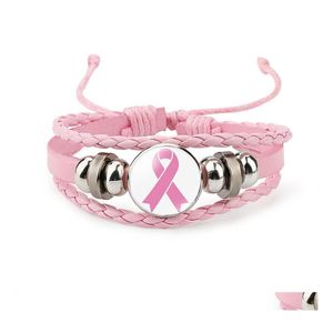 Bracelets de charme Bracelet de sensibilisation au cancer du sein pour femmes Ribbon Fait