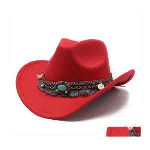 Wide Brim Hats Classic Men Women Couple Wool Western Cowboy Hat Sun Party Travel Outdoor Cap Retro Drop Delivery Fashion Accessories Otmn8
