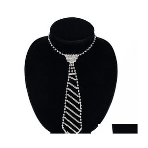 Pendant Necklaces Fashion Jewelry Diamond Tie Necklace Long Womens Rhinstone Drop Delivery Pendants Dhban