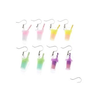 Charm Personality Earring For Women Glass Handmade Cute Girls Gift Ice Cream Fun Drink Cup Earrings European And American Drop Deliv Otkwz