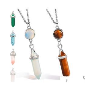 Pendant Necklaces Korean Fashion Natural Stone One Piece Womens Neck Chain Kpop Geometric Charms Necklace Jewelry Gifts Drop Deliver Dhfz5