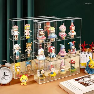 Förvaringslådor leksakslåda anime figur rack dammtät transparent plast en enda display skåp docka arrangör gåvor till barn och vän
