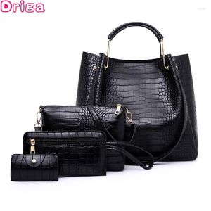 Evening Bags Driga Women 4pcs/Set PU Leather Handbags Composite Vintage Crossbody 2023 Fashion Large Capacity Totes Shoulder