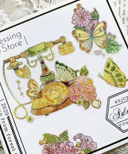 Hediye Sargısı Vintage Time İletişim Altın Parlak Washi Pet Bant Kart Yapma DIY Scrapbooking Dekoratif Çıkartma