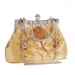 Bolsas de noite Mulheres Bolsa de miçangas Lady Cheongsam Bridal Fashion Party Dress Small Dress com bolsa fêmea bolsa
