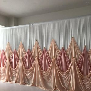 Party Decoration 10ftx10ft Peach Blush Pink Ice Silk Curtain Drape Backdrop With Luxury Brooch For Wedding Birthday