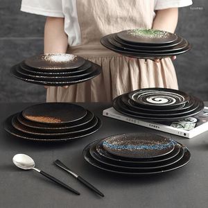 Talerze 1PCS kości China Talerz stołowa sushi naczynie posiłek obiadowy serwis retro okrągłe ceramiczne wydzielacze restauracja domowa kuchnia