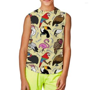 Herren-Tanktops, grafisches Kinderoberteil für Jungen und Mädchen, 3D-Druck, ärmelloses Brid-Muster, Cartoons-T-Shirts