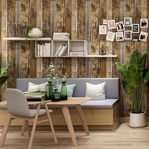Wallpapers 0.45X6M 3D Stereo Wall Stickers Wood Grain Paper Furniture Self-adhesive Restaurant Bar Background