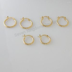 Hoop Earrings Foromance CUTE PLAIN CARVED TWO STYLES YELLOW GOLD PLATED HUGGIE 0.83"/ 0.63" EARRING