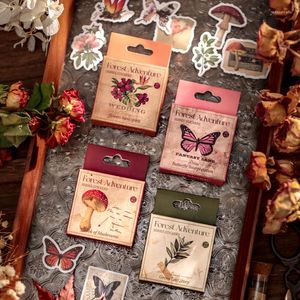 Hediye sargısı 50pcs/kutu çiçek mini kutu çıkartmaları kelebek bitki vintage scrapbooking diy günlük çubuğu lable sanat kolaj önemsiz