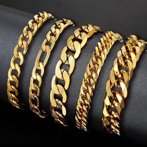 Link Chain Mens Gold Men Bracelet Cuban Stainless Steel Bracelets for Man Braslet Color Jewelry228v