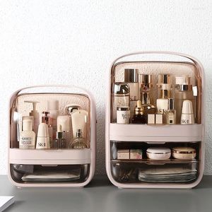 Förvaringslådor Portable Cosmetic Box Makeup Organizer Jewel Nagelpolsklådan Dammtät badrum Vattentät behållare