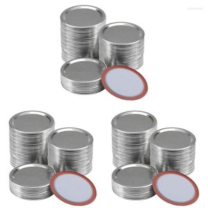 Kitchen Storage 300 Pcs Regular Mouth 70MM Mason Jar Canning Lids Reusable Leak Proof Split-Type Silver With Silicone Seals Rings