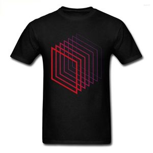 メンズTシャツボックスフェードTシャツ快適なメンシャツ幾何学Tシャツギークグラフィック服サマーストリートウェアシンプルトップスティーブラック