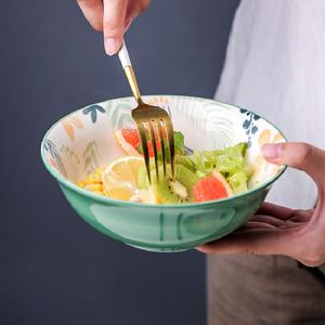 Pratos de pratos de criatividade de estilo japonês pratos de cerâmica de folhas e salada de porcelana de forma redonda, suprimentos de cozinha de prato