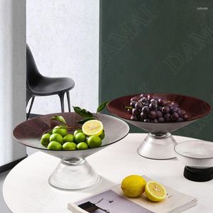 Płytki Lekkie luksusowe szklane owoc Bowl Cukierki Suszone przekąskę do przekąski koszyk kawowy stolik dekoracyjny taca magazynowa