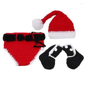 Decorações de Natal 3 PCs Roupas de bebê Conjunto de chapéu de tricô de malha de malha infantil adereços de pografia