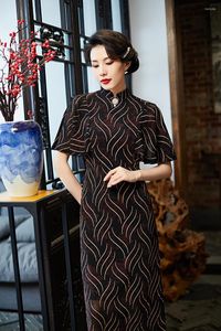 Ethnische Kleidung 2023 Ankünfte Frauen Mandarin Kragen Lange Cheongsam Frühling Herbst Weibliche Formale Beflockung Qipao Vestido Plus Größe 4XL