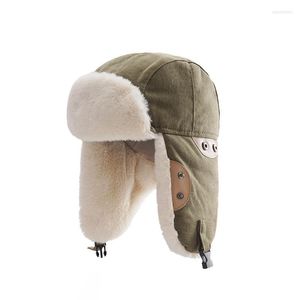 Berets Lei Feng Hat Women's Plush Thickened Ear Protection Ski Warm Fur Couple Outdoor Climbing Windproof Cycling Cap