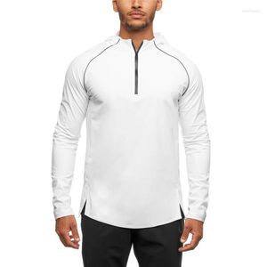 Gym Clothing Outdoor Sports Hoodie Men's Fashion Zipper Half-opening Running Mountaineering Long-sleeved Training Clothes Pullover