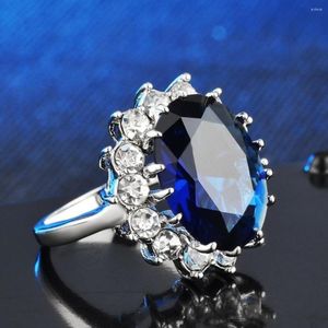 Wedding Rings Princess Kate Ring Blue Eye Crystal Healing Stainless Steel For Women 2023 Jewelry Sets Luxury