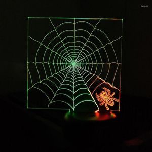 Lampade da tavolo Lovely 7 Cambia colore Spider Web Lampada Regalo di compleanno per bambini di Natale Commercio all'ingrosso Led Stereo 3d Visual Night Light