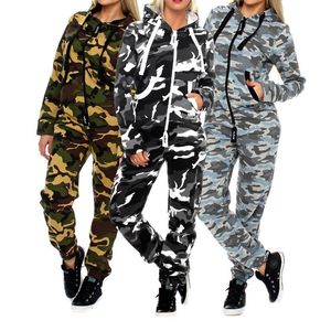 Tvådelad klänning Zogaa 2023 Fashion Camouflage Tracksuit Jogging Suit Hooded Sweatshirt Jogger Pants 2 Set Women Hoodies S-2XL