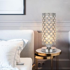 Table Lamps Silver Gold Crystal Lamp For Bedroom Bedside LED Desk Home Night E27 110v 220v EU Plug Indoor Lighting