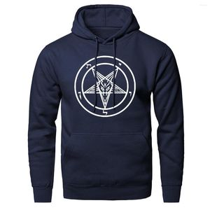 Felpe con cappuccio da uomo Pentagramma Gotico Occulto con cappuccio Autunno Uomo Satana Stampa vintage Hip Hop Manica lunga Abbigliamento in pile caldo 2023 Felpa Top