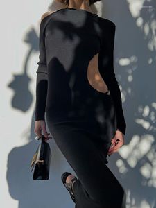 Casual Dresses Ueteey Langarm Sexy Rückenfreies Partykleid für Frauen Kleidung Club Elegantes Kleid Midi Vestido Mode Outfits